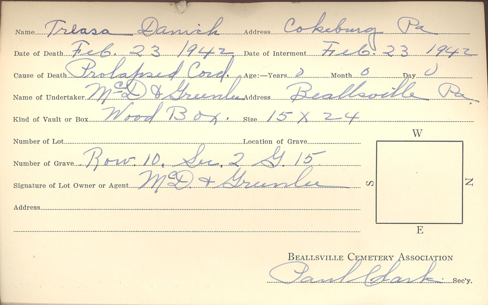burial card